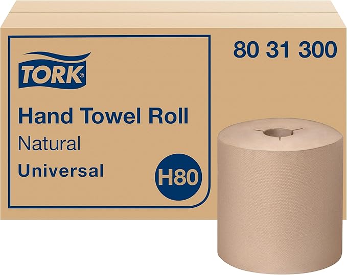 Tork Hand Towel Roll Natural H80, 100% Recycled Fiber, 6 Rolls x 800 ft