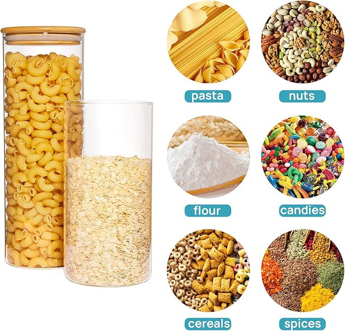 Vtopmart 70oz Glass Food Storage Jars, 3 Pack Large Kitchen Containers