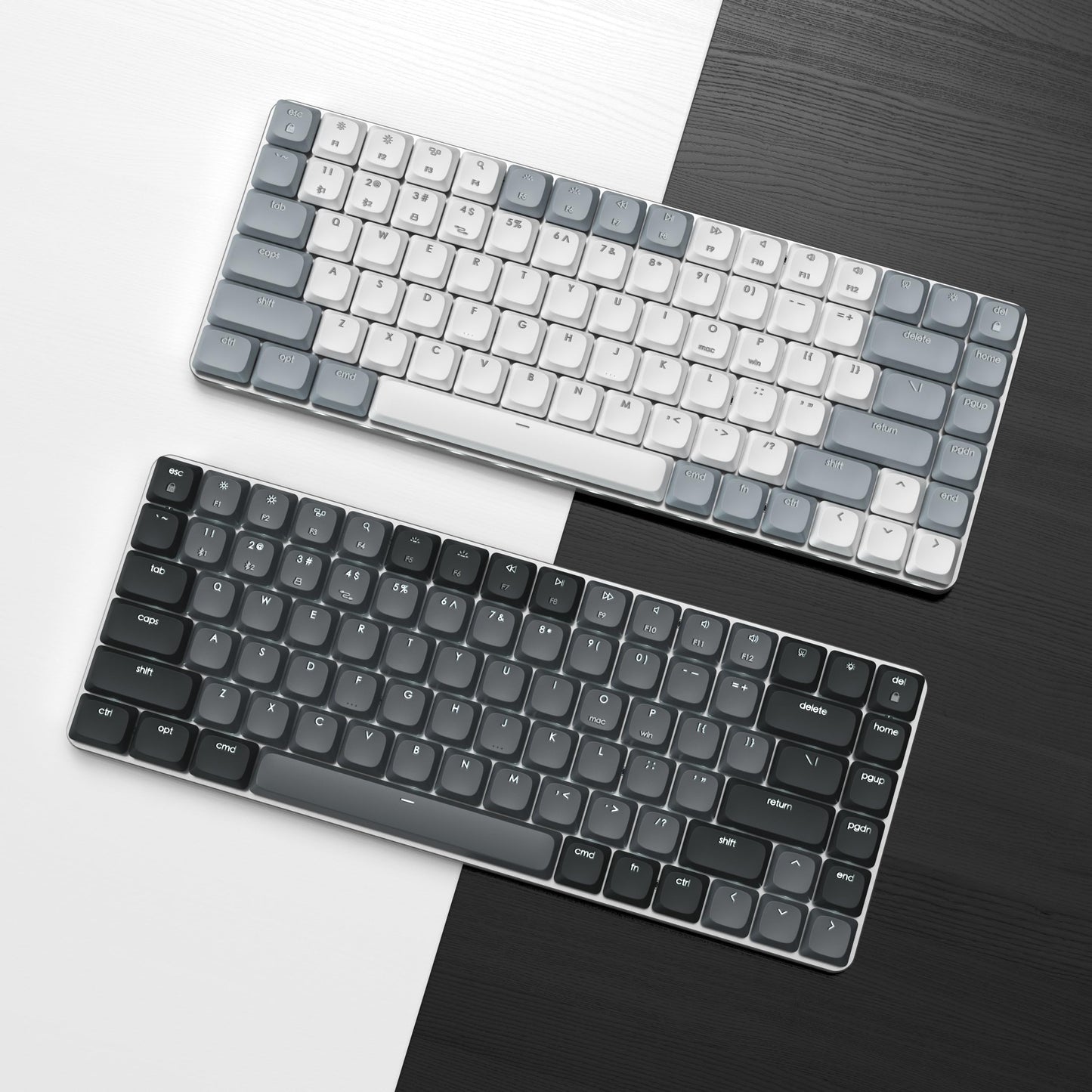 Satechi SM3 Mechanical Keyboard for Mac and Windows, 108 Keys Full Size with White LED Backlit, Wired and Bluetooth for Mac and Windows - Dark Gray/Gray
