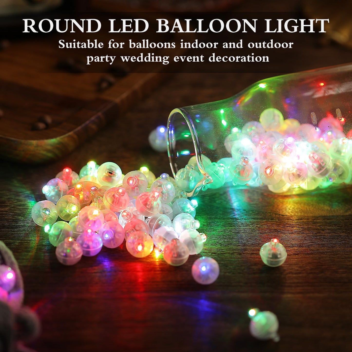 FWYWNL 100pcs Balloon Lights,Round LED Ball Lamp for Latex Balloon Paper Lantern Party Wedding Festival Christmas Halloween Decorative，Long Standby Time Waterpro of Mini Light (Chroma)
