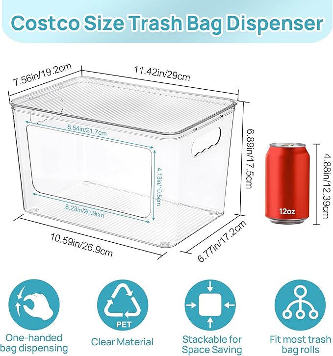 Vtopmart 2 Pack Trash Bag Holder, Stackable Garbage Bag Dispenser