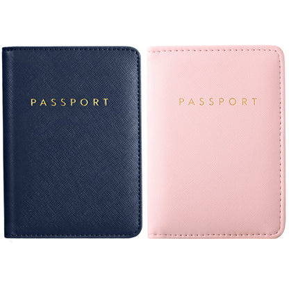 Frienda 2 Pieces Bridal Passport Covers Holder Travel Wallet Passport Case, Blue and Pink, Classic