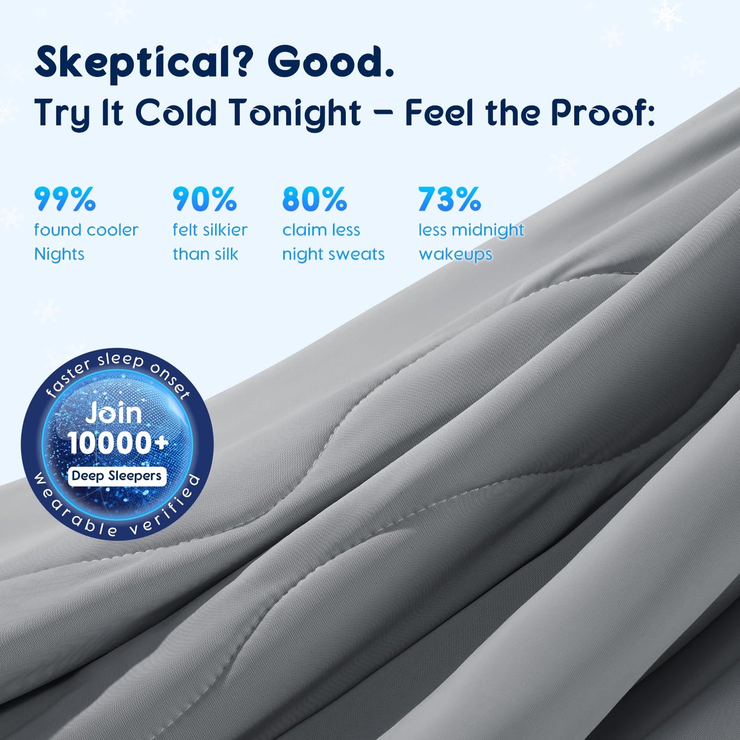 Gehtmnl Cooling Comforter, Cooling Blanket for Hot Sleepers and Night Sweats, Double-Sided Cool Breathable Soft Lightweight Blanket, All Season Bedding Comforter, (Mist Light Grey, Queen(90"x90"))