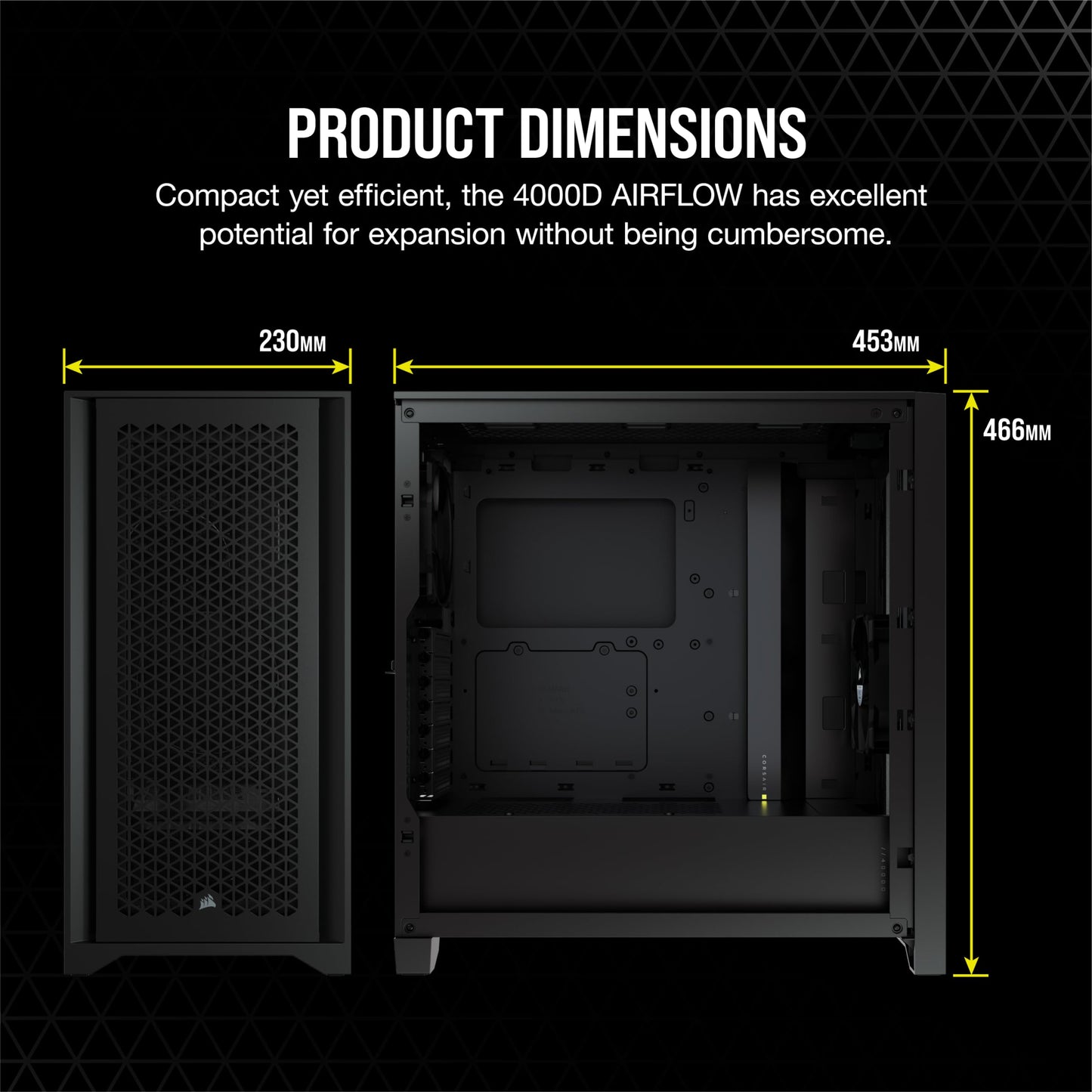 Corsair 4000D AIRFLOW Tempered Glass Mid-Tower ATX Case - High-Airflow - Cable Management System - Spacious Interior - Two Included 120 mm Fans - Black