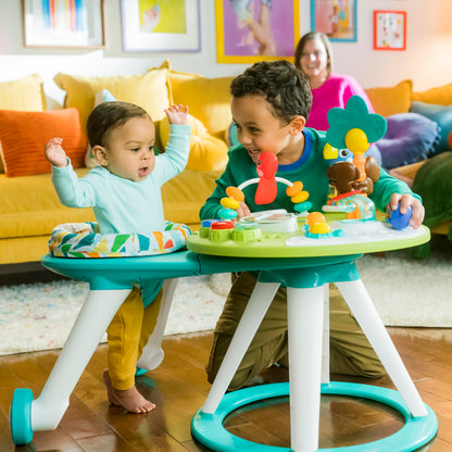 Bright Starts, Around We Go 2-in-1 Walk-Around Activity Centre and Play Table - Tropic Cool, Walker with Music, Lights and Interactive Toys, Removable Seat, Ages 6 Months Plus