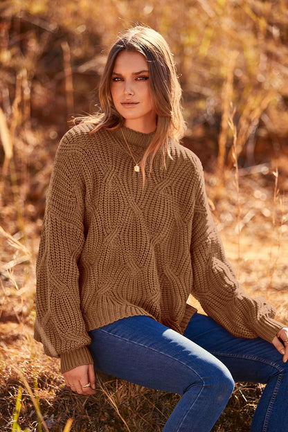 PRETTYGARDEN Women's Fall Oversized Pullover Sweaters Casual Crewneck Long Sleeve Chunky Cable Knit Tops Winter Clothing