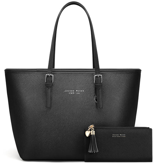 Jocose Moose Women Handbag Laptop Tote Bag Large PU Leather Computer Designer Shoulder Bag Lightweight, Gift with a Ladies Purse