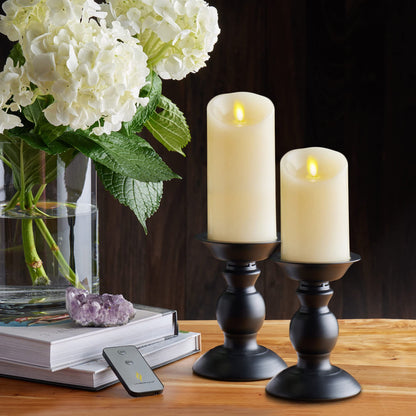 Luminara Flameless LED Battery Operated Ivory Pillar Candle, Flickering Realistic Moving Flame, 3" x 6.5" Real Wax Indoor Home Bathroom Decor Candle