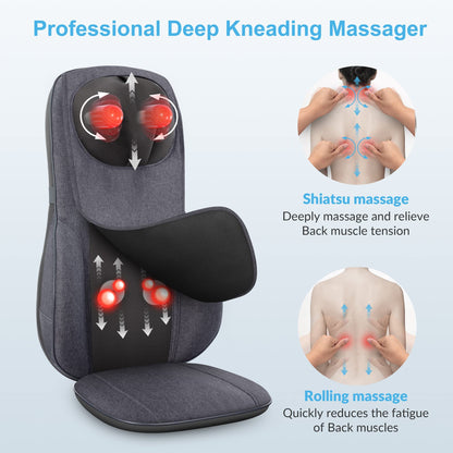 COMFIER Shiatsu Neck Back Massager with Heat, Adjustable Massage Chair Pad Back Support Massage Seat Cushion for Full Body Massager Gifts for Dad