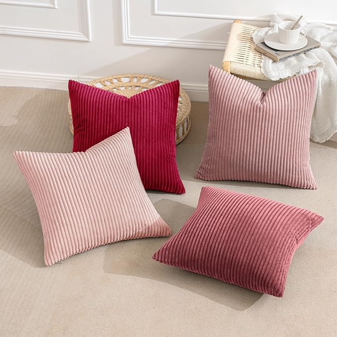 MIULEE Boho Farmhouse Throw Pillow Covers 18x18 Inch Set of 4 Romantic