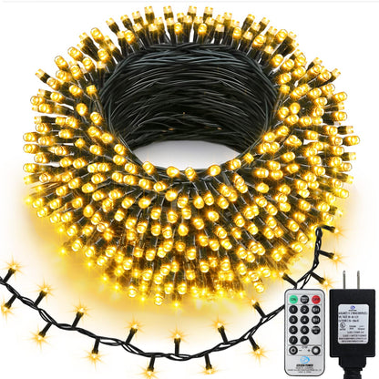 echosari 400 LED Christmas String Lights Connectable, Extra Long 66Ft Outdoor String Lights End-to-end Plug in with Remote Timer for Garden Patio Tree Decor (Warm White)
