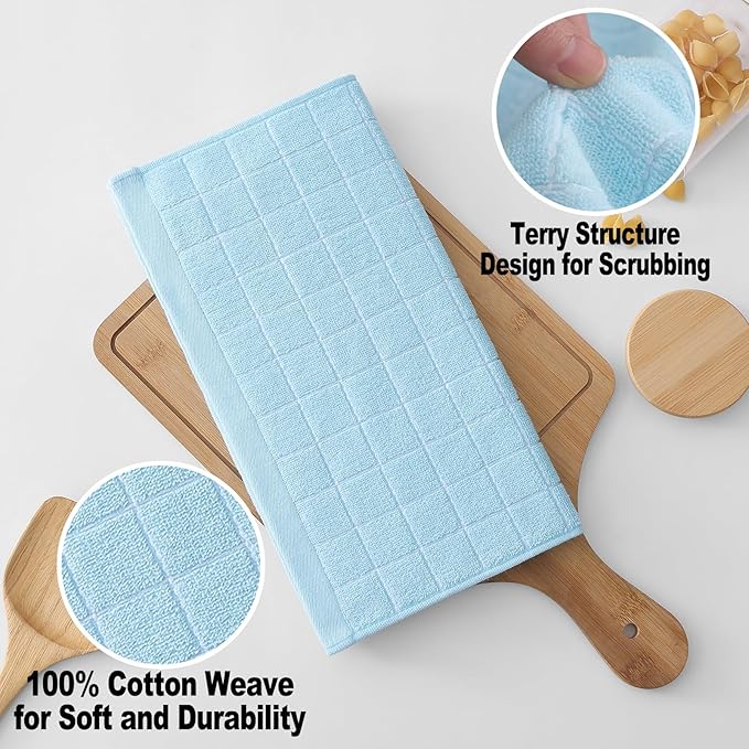 Homaxy 100% Cotton Terry Kitchen Dish Cloths, Ultra Soft and Absorbent Dish