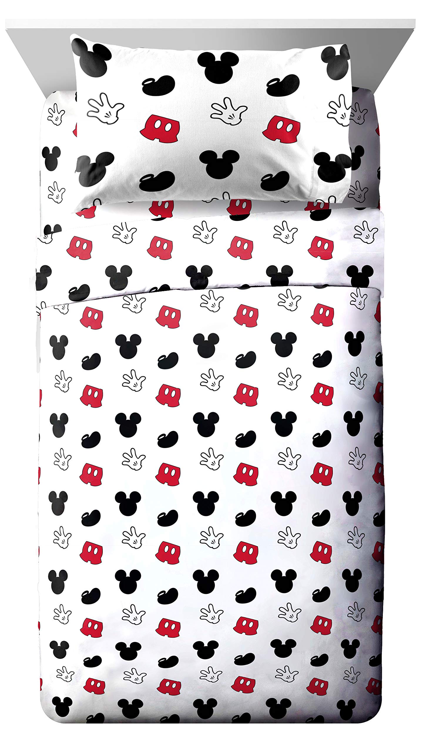 Jay Franco Disney Mickey Mouse Kids Twin Sheet Set 3 Piece - Reversible, Super Soft Brushed Microfiber, Deep Pocket, Fade Resistant, Machine Washable Kids Bedding (Official Disney Product)