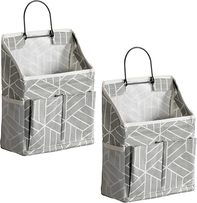 2pcs Wall Hanging Storage Bag, Small Door Closet Linen Fabric Pockets Organizer