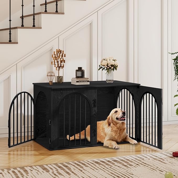 Hzuaneri 39.4" Wooden Dog Crate Furniture, Indoor Dog Kennel Dogs Cage