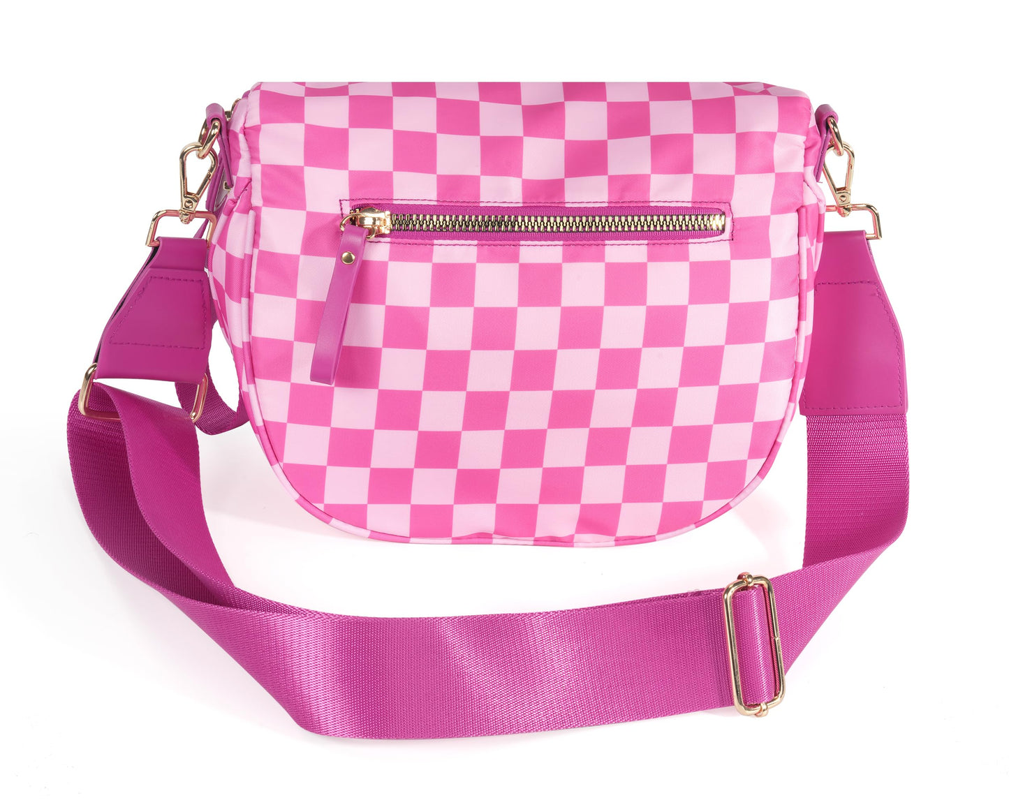 Spacious Checkered Nylon Crossbody Bag Bum Bag Checkered Handbags Wallets for Women