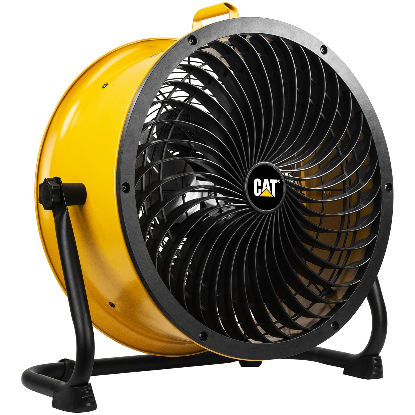 CAT fans - 18”-Blade High-Velocity Drum Fan Heavy Duty Industrial Grade (Yellow, 2-in-1): 3,400 CFM, 4-Speed, 360 Degree Adjustable Drum Head, Dual Ball Bearing Motor with Die-Cast Cover (HVD-18AC)