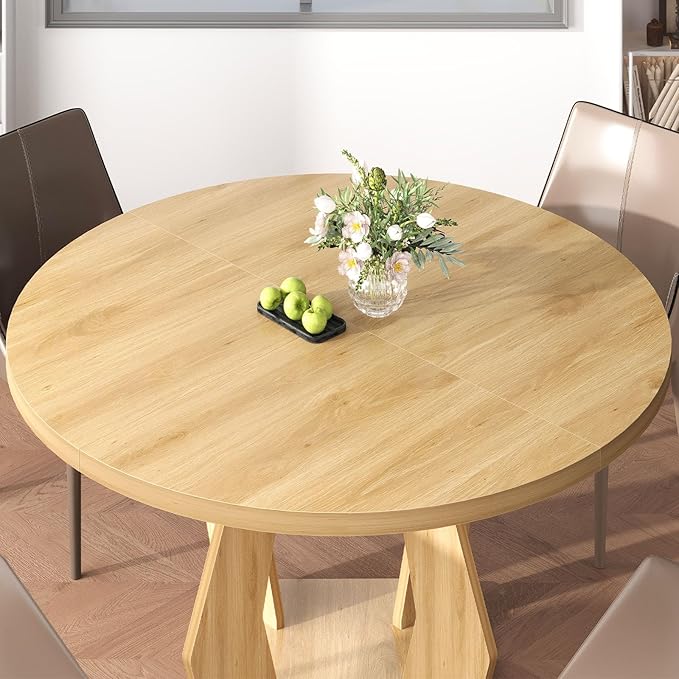 IBF Round Dining Table for 4-6 People, 47 Inches Dining Room Table