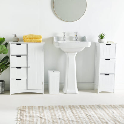 VonHaus Bathroom Storage Box - White Bathroom Unit with Lid - Storage for Cleaning Products, Toilet Roll & More - Slim & Compact Organiser Unit - Shaker Style Tidy Box