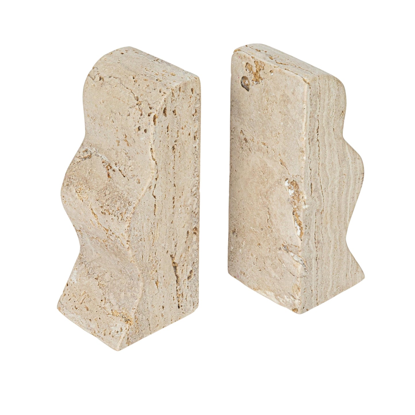 Creative Co-Op Decorative Travertine Wave Bookends, Natural