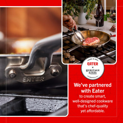 Heritage Steel Eater Series 10.5 Inch Frying Pan | Made in USA | 5-Ply Fully Clad Stainless Steel | Stay Cool Handle Design | Induction Ready & Non-Toxic