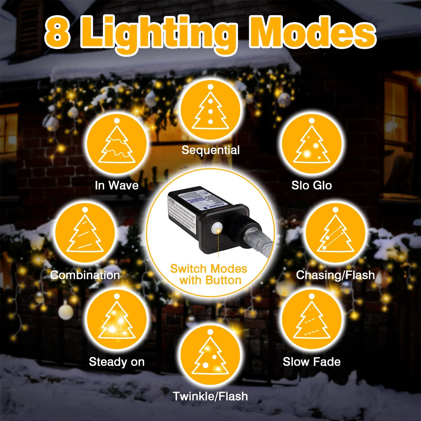 Xahpower 622 LED Icicle Lights Outdoor, Plug in 59ft Waterproof Christmas String Lights, Remote & Timer, Decoration for Wedding, Garden