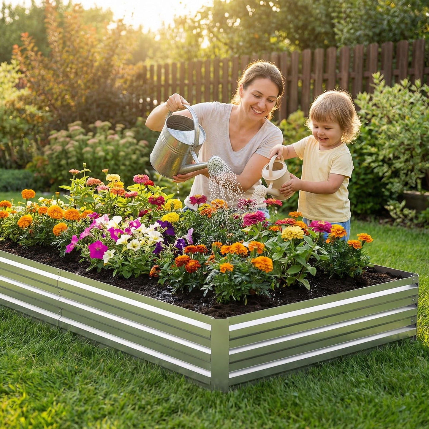 Tegarbed 6x3x1FT Galvanized Raised Garden Bed Outdoor Patio, Large Rectangular Metal Planter Boxes,Plant Container Kit for Gardening, Vegetables, Flowers, Herbs,Silver,1 Pack