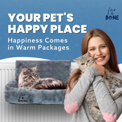 Fur & Bone Cat Radiator Bed, Cat Bed | Warm Fleece Cat Hammock With Washable Fleece Cover | Hanging Radiator Cat Bed | Cat beds For Indoor Cats, Cat Accessories for Kittens & Cats (50x43x26cm)