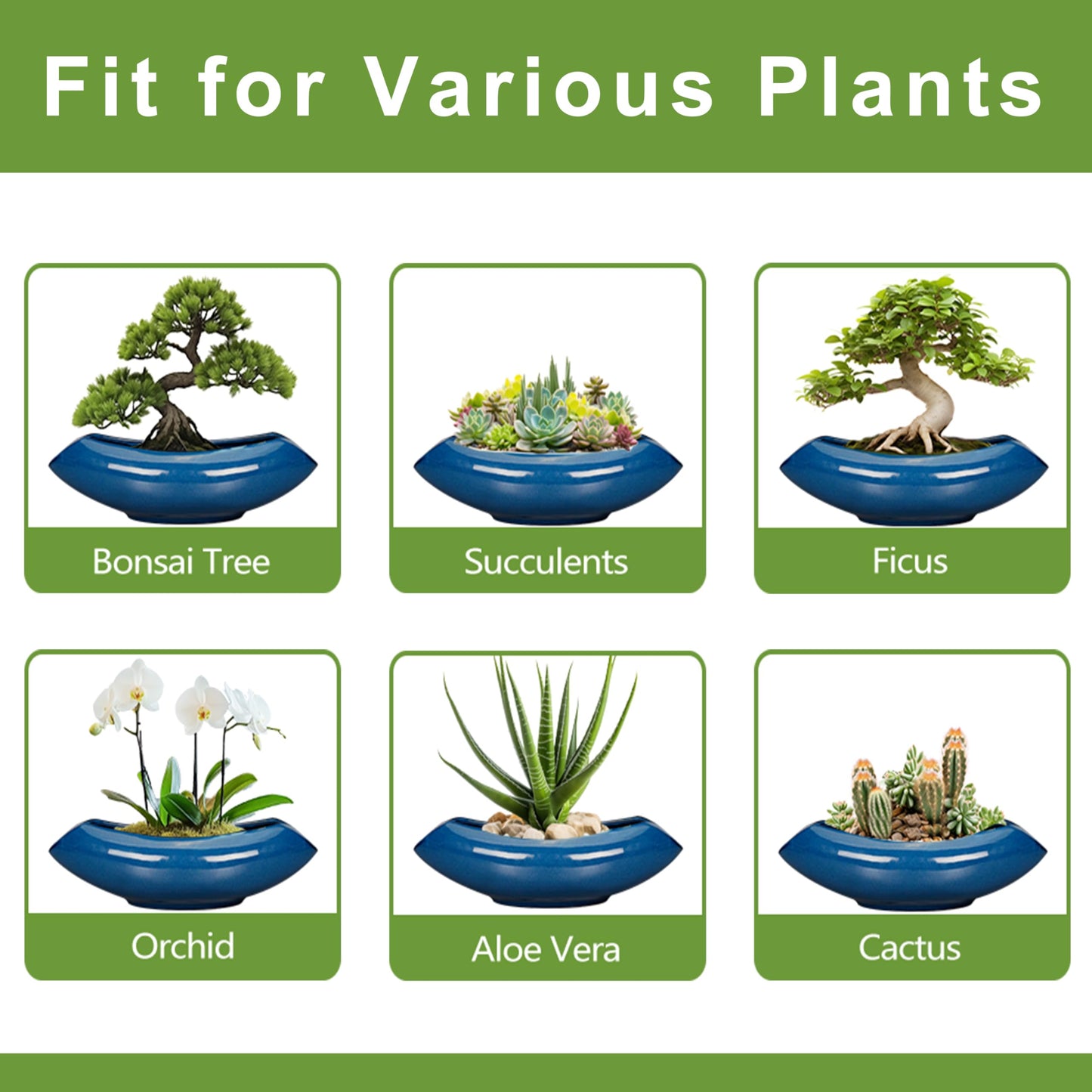 Teagas Bonsai Tree Pot 18 Inch - Ceramic Succulent Pots Large Bonsai Planter for Indoor Outdoor Plants Decorative Plant Pot with Drainage Hole Flower Pot for Home Garden Room Decor Blue