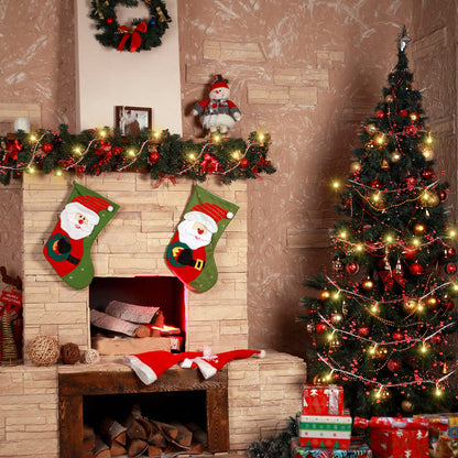 Honoson 33 Feet Christmas Berry Beaded Garland String Light Mantel Garland Christmas Fireplace Decorations, Glitter LED Bead for Fireplace Indoor Outdoor Decor(Red)