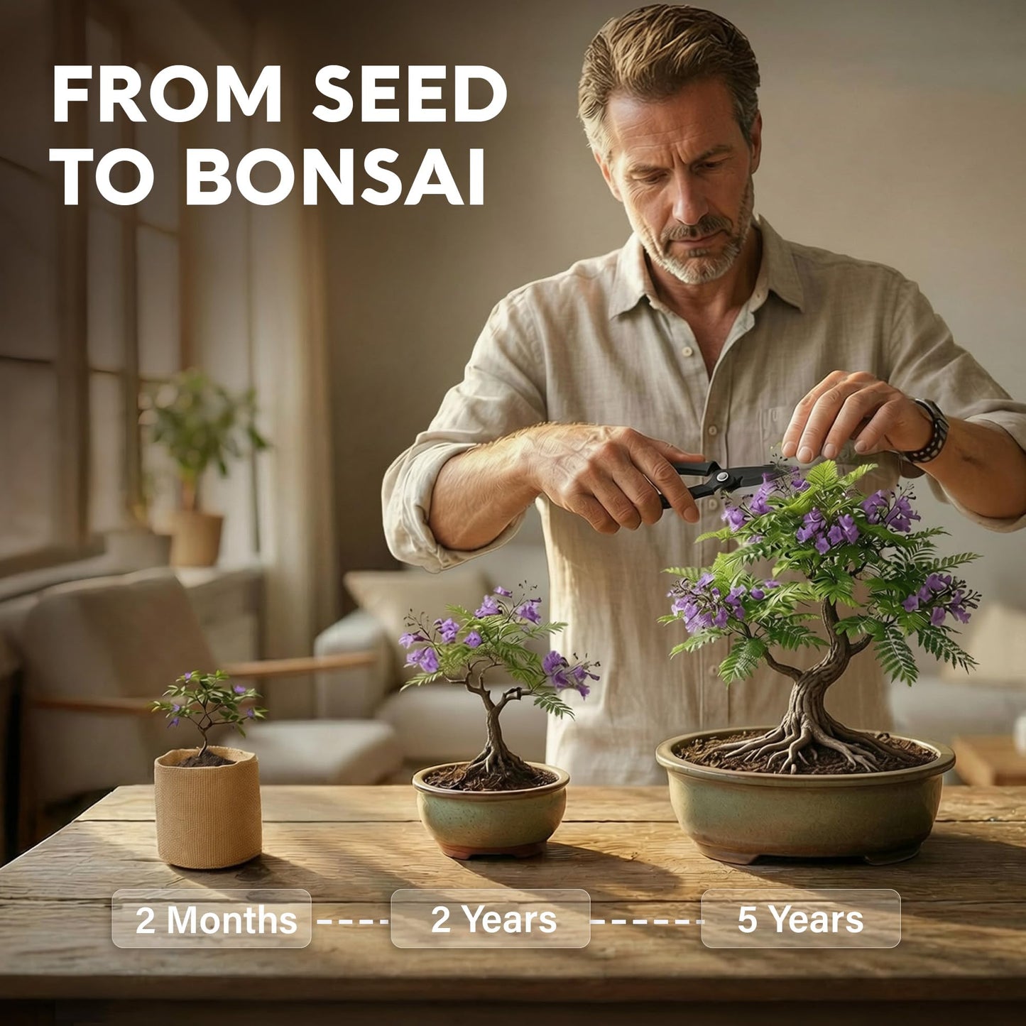 AVERGO Bonsai Tree Kit Deluxe - 5X Unique Japanese Bonzai Trees | Complete Indoor Bonsai Starter Kits from Seeds to Trees – DIY Gardening Gifts for Mother's Day, Women & Men