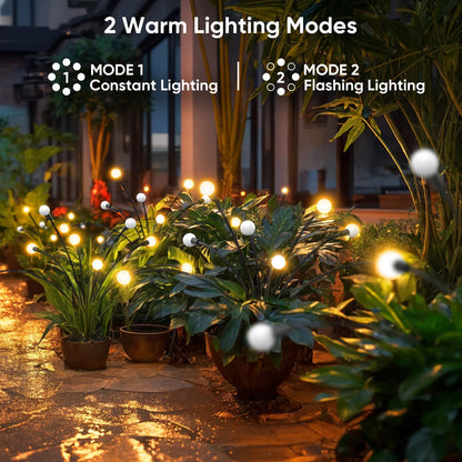 Solar Lights Outdoor Garden Decor: Unique Gardening Gifts for Mom - 4 Pack 32 LED Firefly Solar Powered Lamps - Sway by Wind Outside Waterproof Solar Lights for Yard Pathway Landscape Decorations