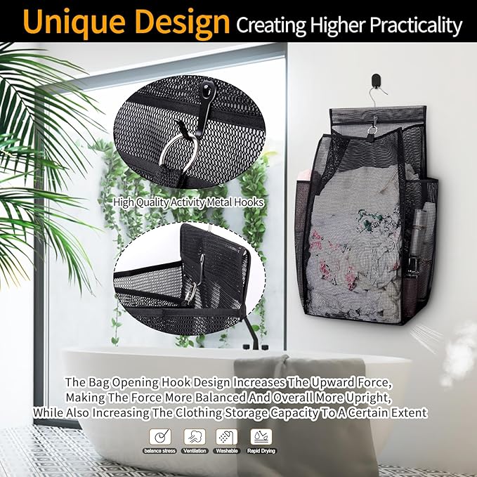 Hanging Collapsible Breathable Mesh Laundry Hamper, Fast Drying Portable Space