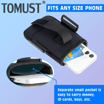 TOMUST Phone Holder with Three Strap, Lightweight Arm Band with Reflective Logo, Elastic Armband Sleeve with Case Fits iPhone and Android, Use for Running, Hiking, Fitness and Workouts, Women/Men