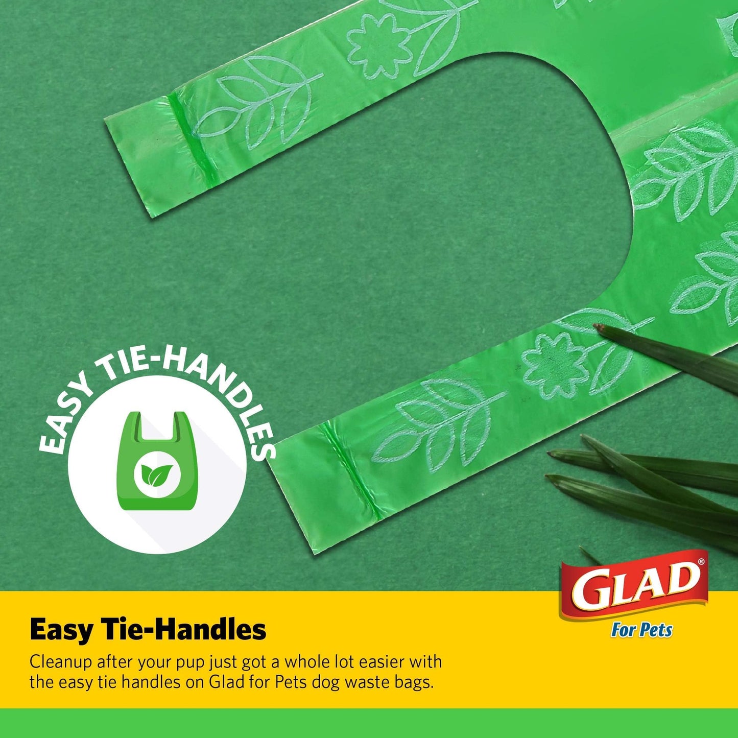 Glad for Pets Dog Waste Bags, Lavender Scent - Leak Proof and Strong Disposable Dog Poop Bags for Dogs, Easy Tie Handles for Clean Up, Scented Doggie Bag Rolls, 120 Count