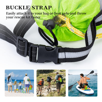 AOLEBA Water Rescue Throw Bag with 8MM Reflective Rope, 1900lbs Tensile Strength Emergency Safety Gear for Boating, Kayaking, Rafting, Floating Throw Bag Throwable Device with Quick Deployment Design