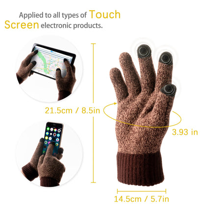 Winter Beanie Hats Scarf Gloves Set for Men and Women, 3 PCS Fleece Lined Knit Skull Cap, Touch Screen Mittens with Long Warm Scarf for Cold Weather Christmas Gifts