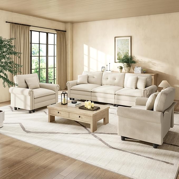 HERA'S HOUSE 3 Pieces Modular Sectional Sofa Sets, Oversized Couch Set