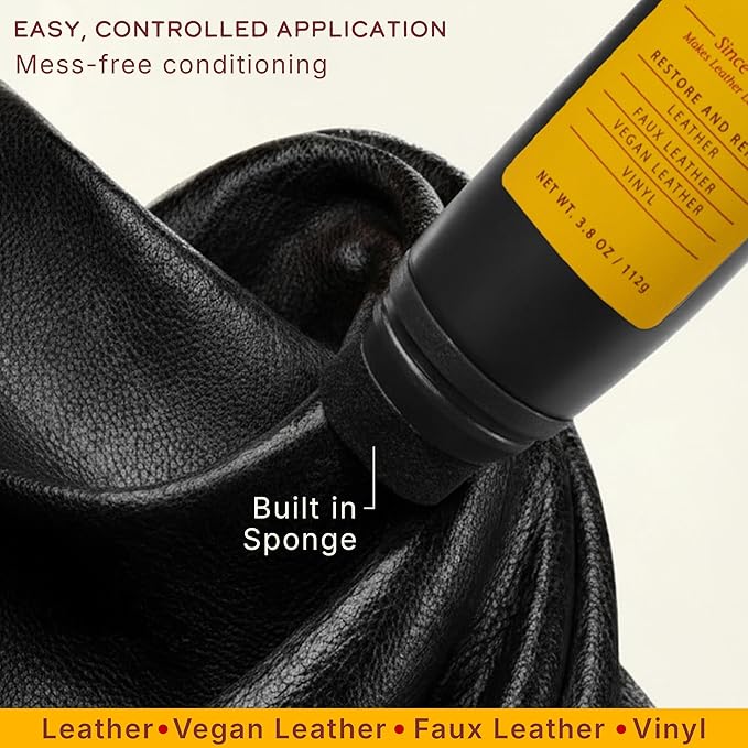 Leather Honey Black Recoloring Balm: Color Restorer and Scratch/Scuff Remover