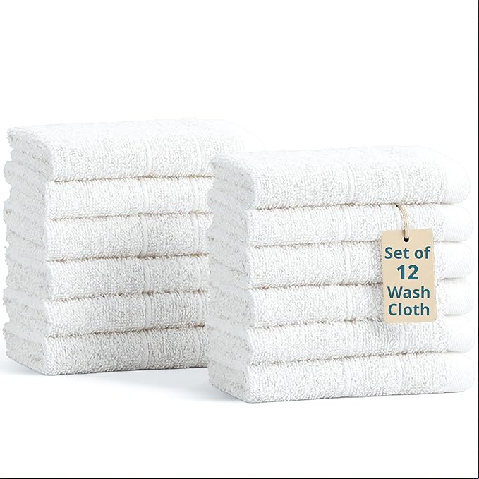 Casa Platino White Washcloths 12 Pack