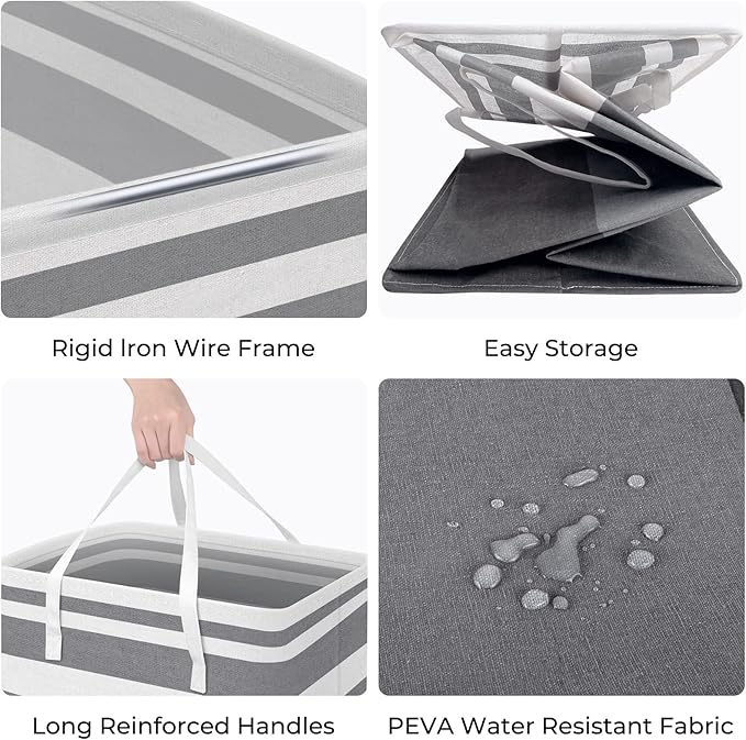 HomeHacks 4-Pack Large Laundry Basket, 75L Each Waterproof, Freestanding