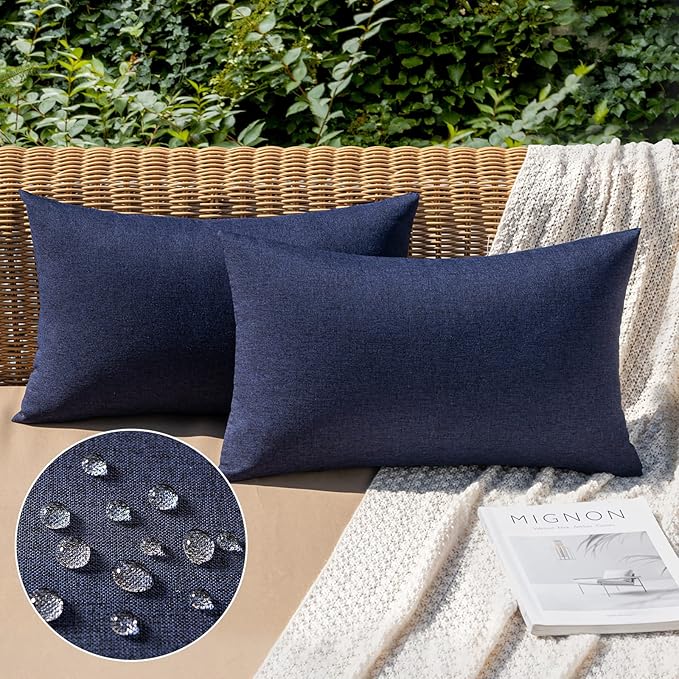 MIULEE Pack of 2 Decorative Outdoor Solid Waterproof Throw Pillow Covers Faux