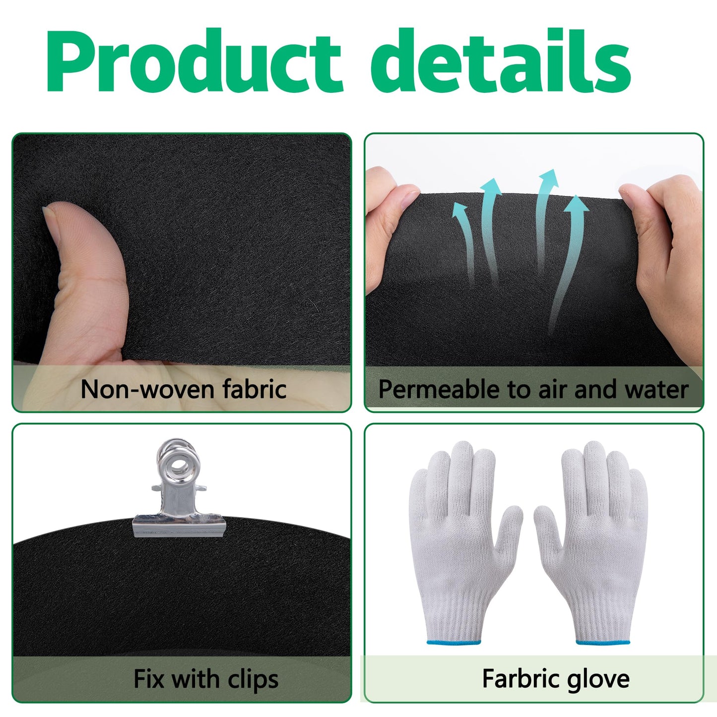 Mizelu 2 Sets 4 x 2 x 1 ft Raised Garden Bed Liner Bag, Breathable Grow Bed Fabric Liners with Clips and Gloves, Garden Box Non Woven Bag for Outdoor Plants Growth Keep Soil Isolation (No Garden Bed)