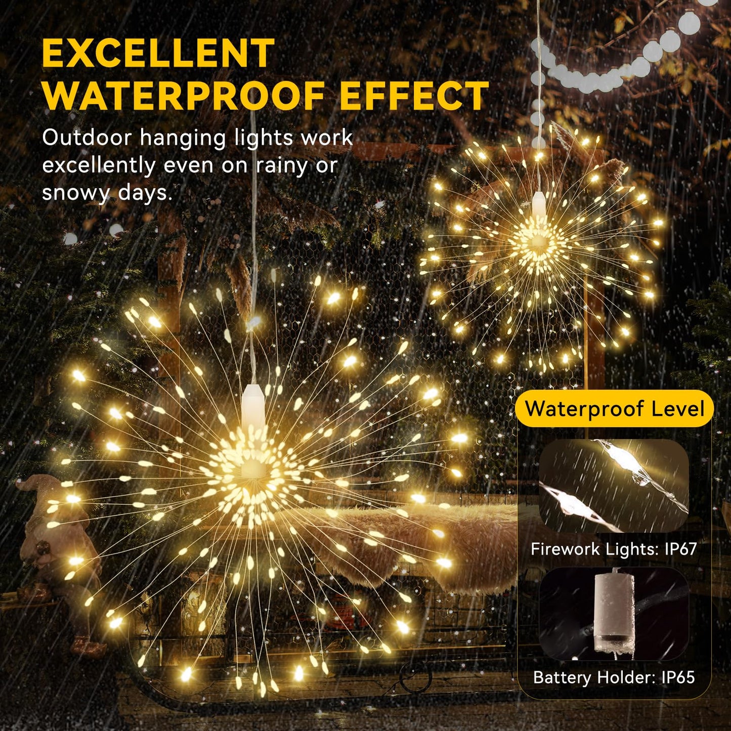 8 Pack Copper Wire Firework Lights, 120 LED String Lights with Remote Control - 8 Modes, Waterproof for Party, Home, Christmas, Garden & Outdoor Decoration