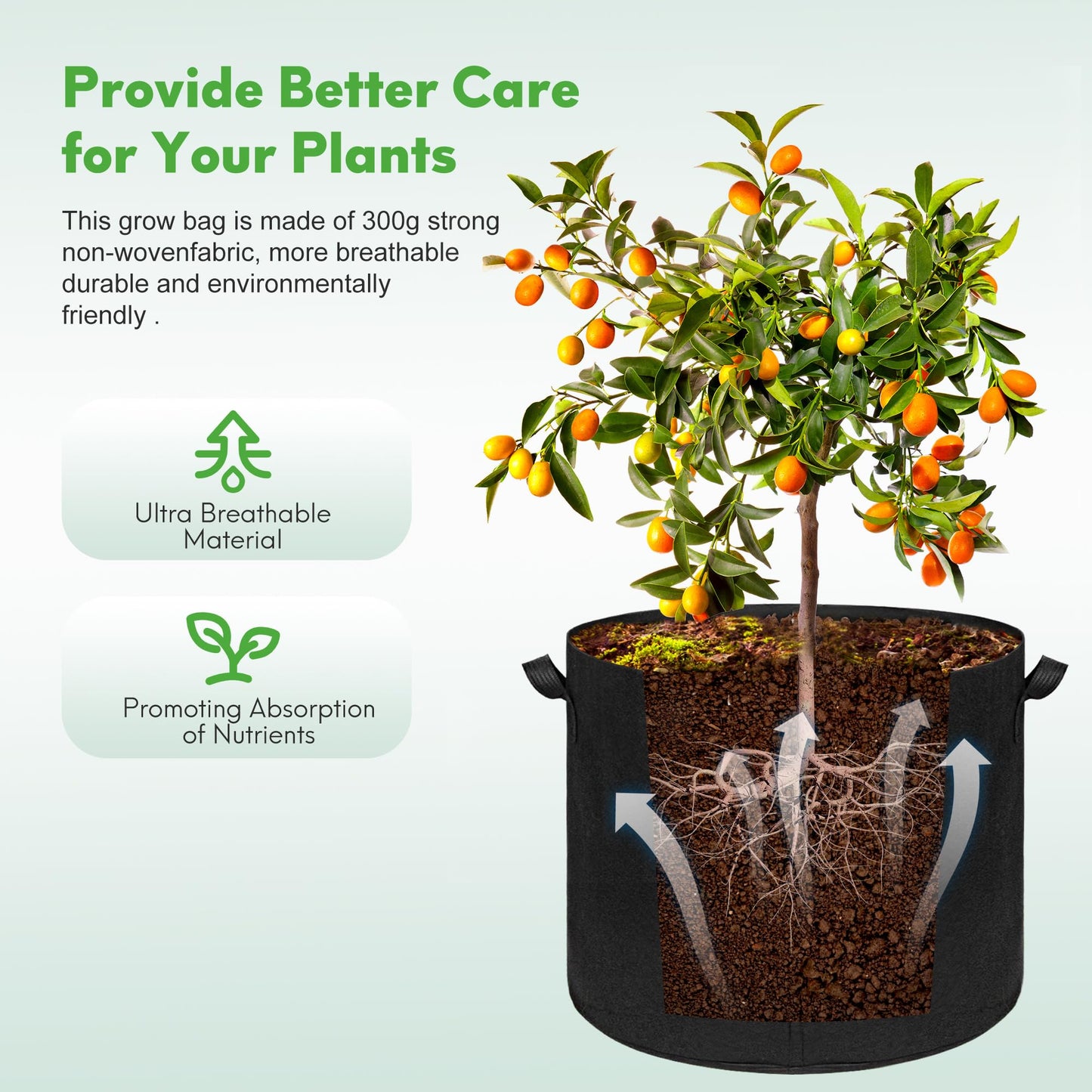 Hemikaki 5-Pack 20 Gallon Grow Bags, Large Nonwoven Fabric Pots with Handles for Planting Fruits, Vegetables, Flowers Indoor Outdoor