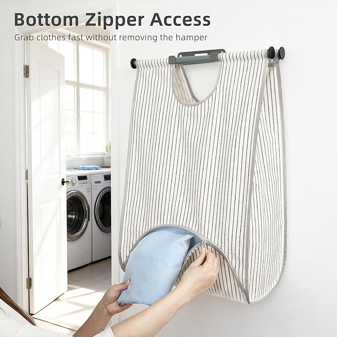 STORAGE MANIAC Wall Mount Laundry Hamper, Hanging Laundry Bag