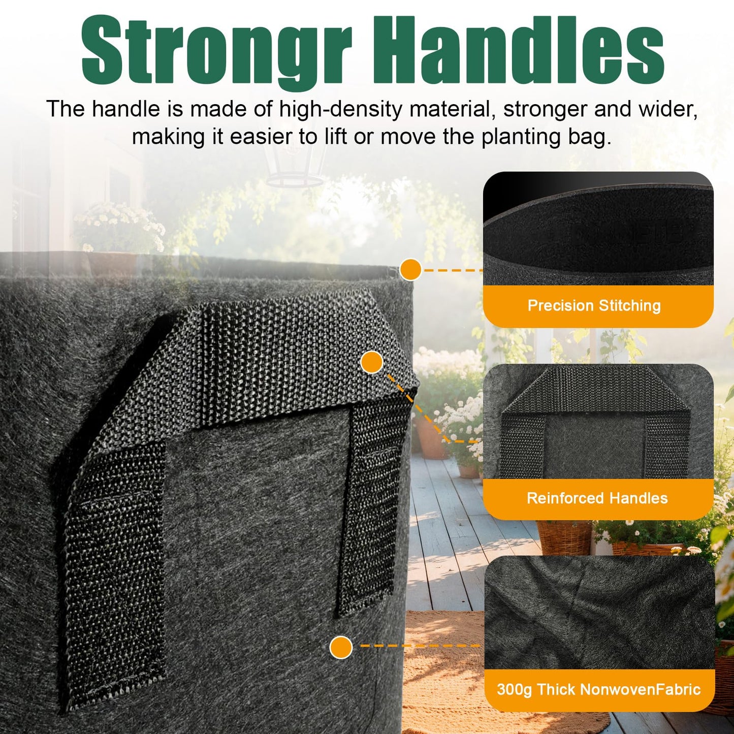 COZYDIG 5 Pack 10 Gallon Plant Grow Bags Thickened with Durable Handles,Heavy Duty Nonwoven Fabric Pots for Tomato,Potato,Strawberry,Vegetable,Fruits and Flowers