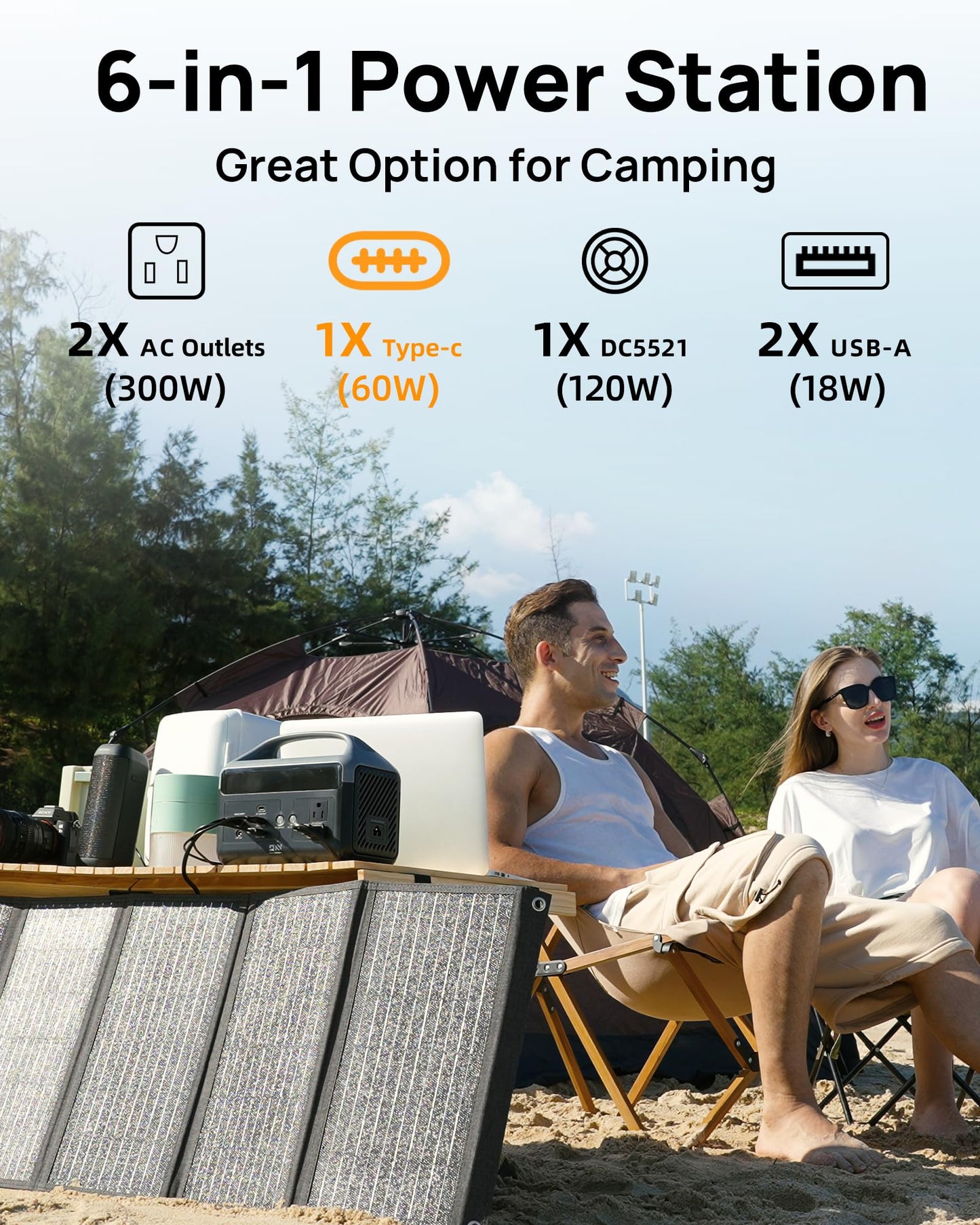 DaranEner Portable Power Station 56000mAh, 179.2Wh LiFePO4 Battery Backup w/ 2 300W (Peak 600W) AC Outlets, 1.5hrs Fast Charging, Power Bank for Hurricane Emergency/Outdoor Camping/RVs/Home Use