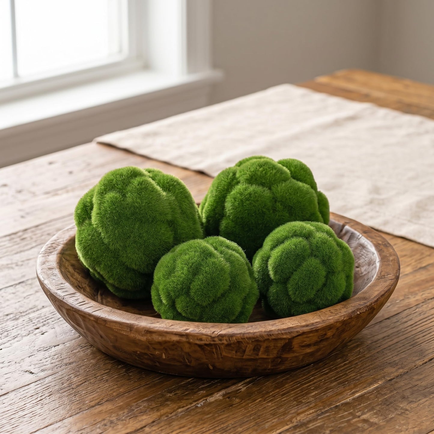 Cabilock 4 Pcs Fake Green Moss Balls | 4" & 4.7" Flocked Decorative Moss Rocks for Bowl Filler | Simulated Moss Spheres for Spring Easter Centerpiece, Wedding & Floral Decor
