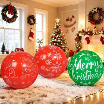 TaoQ C 3 PCS 32 Inch Christmas Inflatable Balloons PVC Large Christmas Inflatable Outdoor Balls for Xmas Garden Lawn Yard Holiday Front Door Decoration